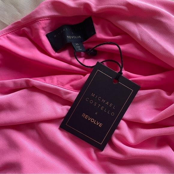 NEW! Michael Costello x REVOLVE- Sofie Gown One Shoulder Pink Maxi Dress Size XS - Picture 14 of 15